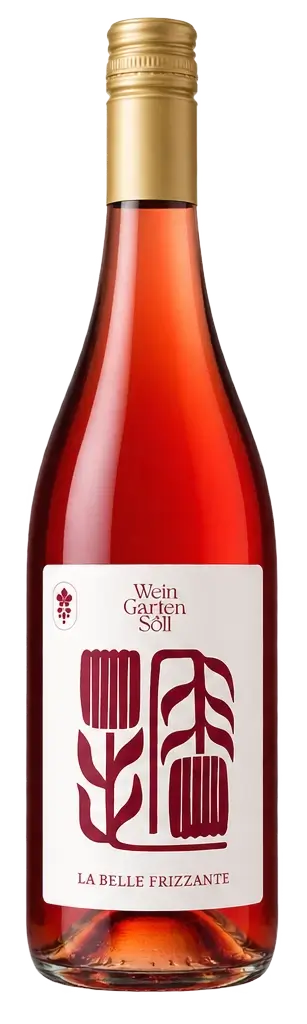 LaBelle Frizzante aus der Steiermark in eleganter Flasche mit floralem Etikett von Wein Garten Söll.